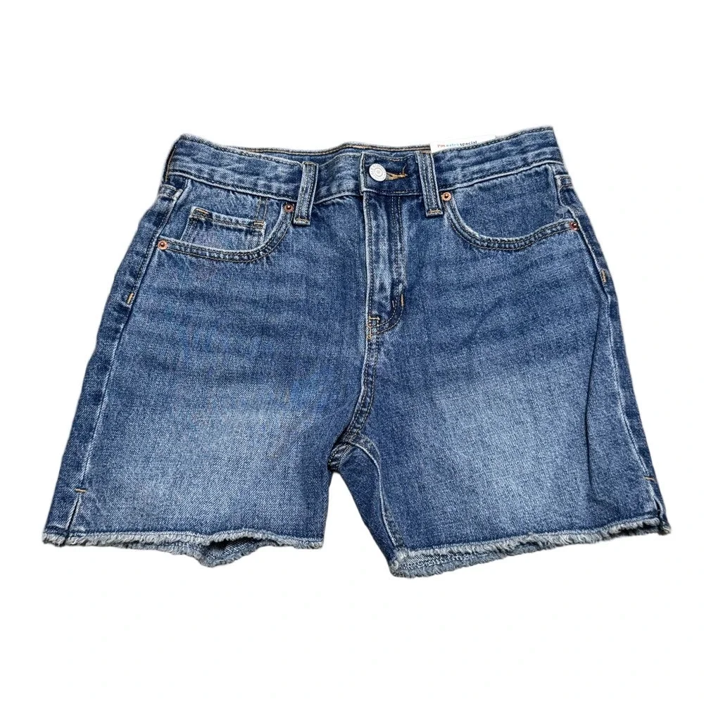 Old Navy High-Rise Slouchy Straight Denim Cut Off Distressed Short Girls Size 10